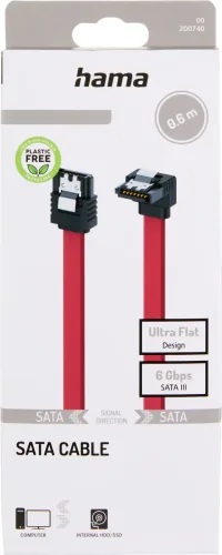 Hama, HAMA 00200740 - SATA-Kabel, 60 cm, Schwarz/Rot