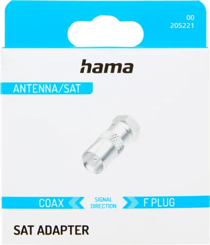 Hama, HAMA 205221 ADAPTER F/COAX M/M - SAT-Adapter (Silber)