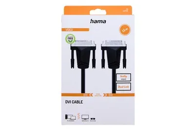 Hama, Hama DVI Anschlusskabel DVI-I 24+5pol. Stecker, DVI-I 24+5pol. Stecker 1.50 m Schwarz 00200706 DVI-Kabel
