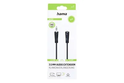 Hama, hama 00205121 Audio-Verlängerungskabel, 3,5-mm-Klinken-Stecker - Kupplung, Stereo, 5,0 m