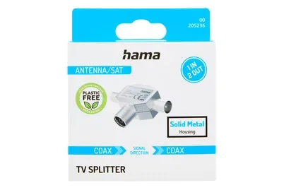 Hama, hama 00205236 Antennen-Verteiler, Koax-Kupplung- 2 Koax-Stecker, Metall