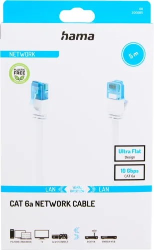 Hama, HAMA 200685 - Netzwerkkabel, 5 m, Cat-6A, 10 Gbit/s, Weiss