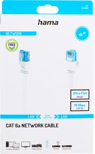 Hama, HAMA 200686 - Netzwerkkabel, 10 m, Cat-6A, Gbit/s, Weiss