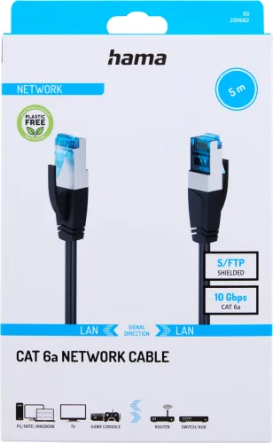 Hama, Hama -  Kabelnetzwerk CAT6a S/FTP 5,0 m Schwarz, 5m