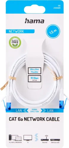 Hama, HAMA Flexi-Slim - Netzwerkkabel, 1.5 m, Cat-6, Weiss/Blau