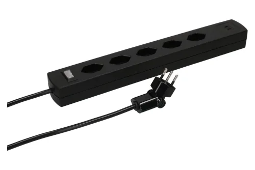 Max Hauri Steckdosenl. Safety Line 5x Typ 13 90° sw Scha. USB Mag. 2m cli.