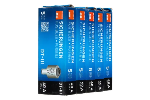 Max Hauri Sicherung 40A träge 500V Dt-Iii / 5 Stück