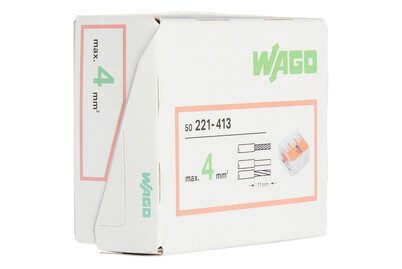 WAGO, WAGO 221-413-50 221 Verbindungsklemme flexibel: 0.14-4 mm² starr: 0.2-4 mm² Polzahl: 3 50 St. Transparent, Orange Box