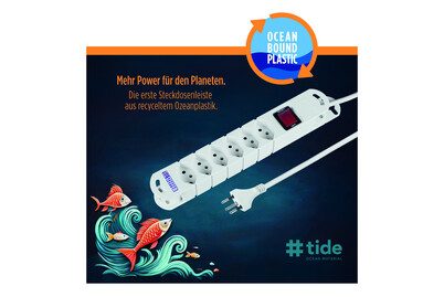 Steffen Steckdosenleiste Tide 6xT13 3m mit Schalter und Haftmagnete weiss