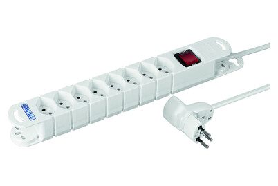 Steffen Steckdosenleiste Variabl 8xT13 3m mit Schalter + Dreh-Winkelstecker Mister T weiss