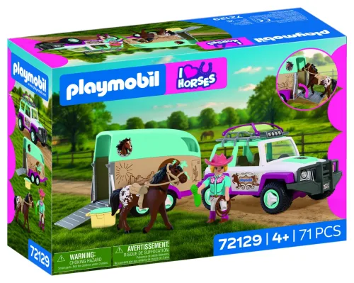 Playmobil, Playmobil - 72129 Geländewagen mit Pferdeanhänger, Multicolor