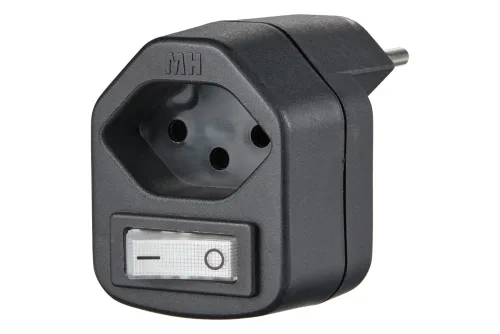 Max Hauri AG Abzweigstecker Typ 13 mit Schalter Schwarz