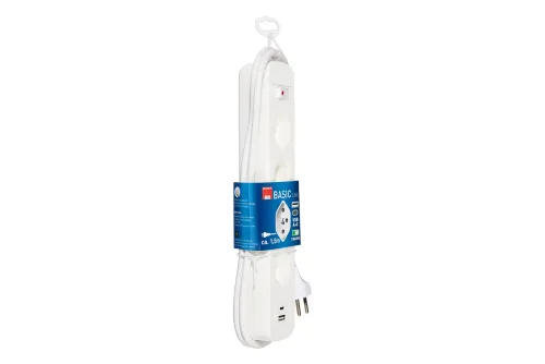 Max Hauri, Max Hauri 165433 Steckdosenleiste mit Schalter Weiß CH-Stecker 1 St.