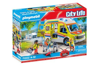 PLAYMOBIL, 71202 City Life - Rettungswagen mit Licht und Sound, Konstruktionsspielzeug