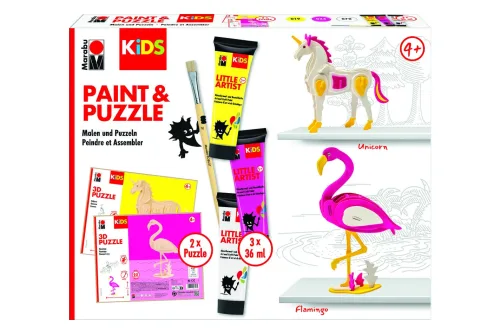 Marabu - Malen & Puzzeln Set, 23.3X5X18.9CM, Multicolor