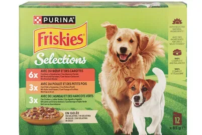 Friskies Hundefutter in Geleé Adult Huhn + Lamm 12x85g