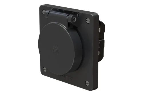 Max Hauri AG, Modino Exo Steckdose 1x Typ 15 Einsatz +Frontset exo Ip55 schwarz