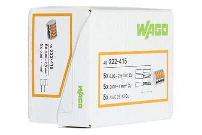 WAGO, WAGO 222-415-40 222 Verbindungsklemme flexibel: 0.08-4 mm² starr: 0.08-2.5 mm² Polzahl: 5 40 St. Grau, Orange Box