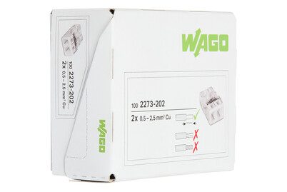 Wago, Dosenklemme starr: 0.5-2.5 mm² Polzahl: 2 WAGO 100 St. Transparent, Weiß