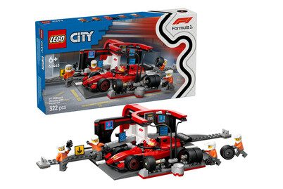 LEGO, 60443 City F1 Boxenstopp mit Boxencrew und Ferrari Flitzer, Konstruktionsspielzeug