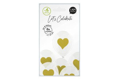 I am Creative, I AM CREATIVE Ballons goldenes Herz 27cm 1000-1059 transparent 6 St&uuml;ck