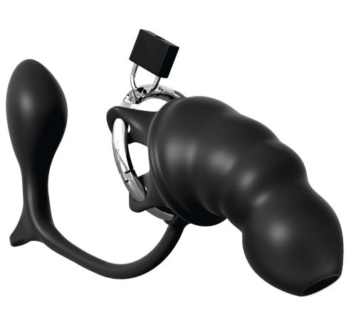 Peniskäfig ?Ass-Gasm Cock Blocker? mit Analplug