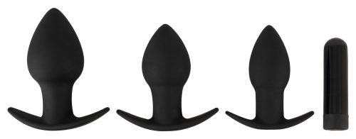 4-teiliges ?Butt plug set? mit 3 Analplugs + 1 Vibrobullet