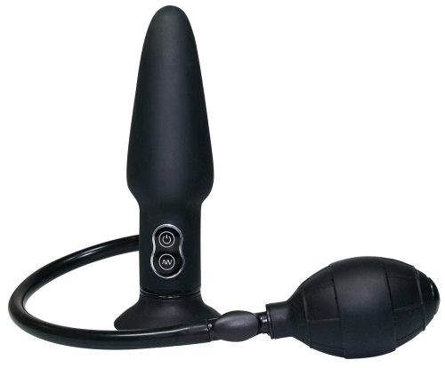 Analplug ?True Black Vibrating? mit Vibration und Pumpball