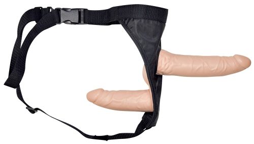 Umschnall-Doppeldildo ?double StrapOn?, 19 cm, 13 cm, mit verstellbarem String