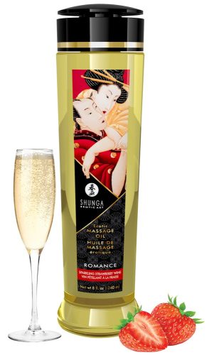 Shunga, Shunga Romance Massage Oil[Transparent-240-ml], Erdbeere & Champagner - Amorana