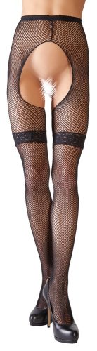 Straps-Strumpfhose aus grobem Netzmaterial