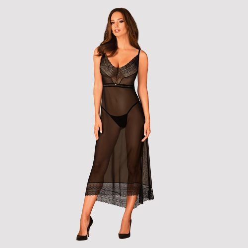 Obsessive, Estiqua long nightdress black - Black - XS/S, XS/S - Amorana