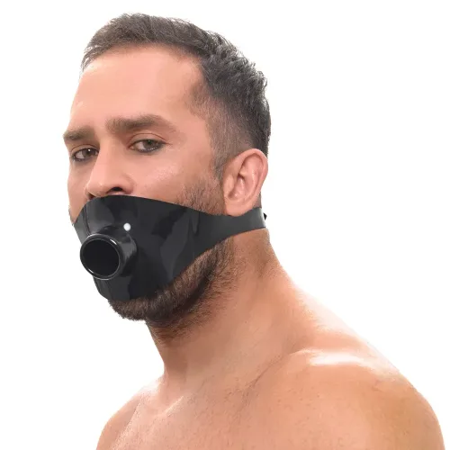 Latex-Knebelmaske mit Mundrohr