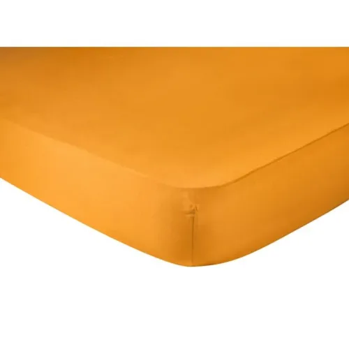 Living Home, Living Home - Uni Satin Fixleintuch, 140 x 200 cm, Orange Bedruckt