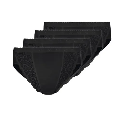 Sloggi, sloggi Tai-Slip "Chic" 4er Pack, hoher Beinausschnitt, feminin, Spitzeneinsätze, weich, elastisch