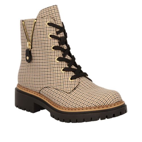 Rieker, Rieker Schnürstiefelette Schnürboots, Herbstboots, Profilsohle, Blockabsatz, im Pepita-Look