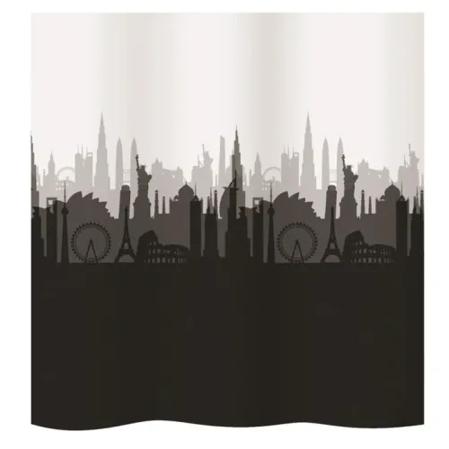 Diaqua, Diaqua - Duschvorhang Textil City, 180X180CM, Schwarz/Weiss
