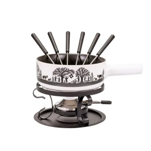 Kadastar, Kadastar - Käsefondue-Set, 22cm, Schwarz/Weiss