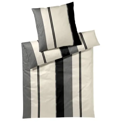 Schubiger Möbel, Elegante Bettwäsche Herringbone Stripes Schwarz | Schubiger Möbel