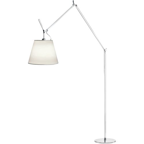 Artemide, Designer-Stehlampe Artemide Tolomeo Mega silber dimmbar H 238 cm - Farbe: Aluminium/Weiss - LED - Lichtfarbe: Warmweiss - Material: Metall/