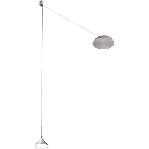 LIVIQUE, Pendellampe Devin Grau Metall 350 cm - Farbe: Nickel sat./chrom/Alu - LED - Lichtfarbe: Warmweiss - Pendellampe- LED Energiesparlampe