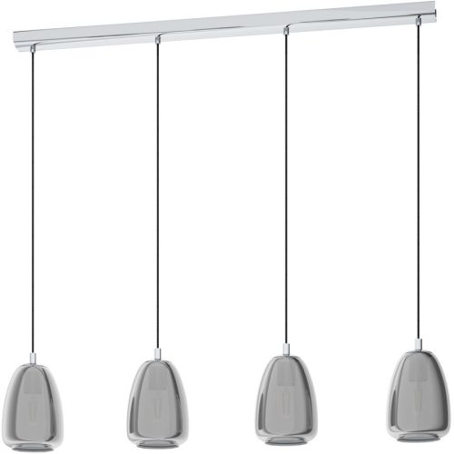 Eglo, Eglo Pendellampe Alobrase Grau Stahl/Glas 15 cm 110 cm - Farbe: chrom - Material: Stahl/ Glas - Pendellampe