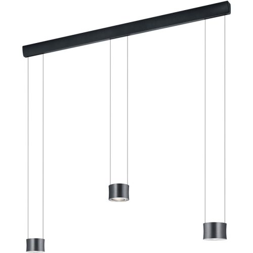 Bankamp, Designer-Pendellampe Bankamp Impulse anthrazit 3-flammig - Farbe: anthrazit eloxiert - LED - Lichtfarbe: Extra warmweiss - Material: Glas/ Metall -