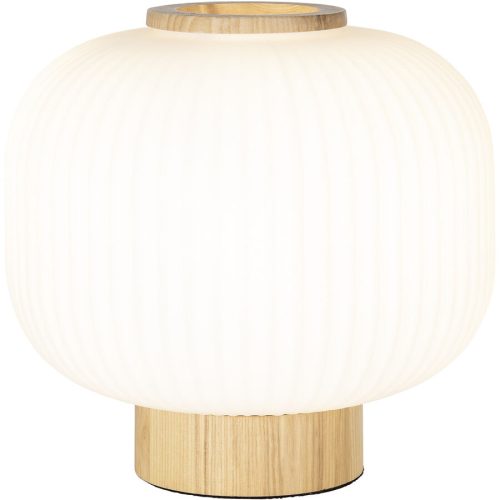 LIVIQUE, Tischlampe Thie Braun/Weiss Glas/Metall 25 cm 24.5 cm - Farbe: weiss, holz - Material: Metall/Glas - Tischlampe
