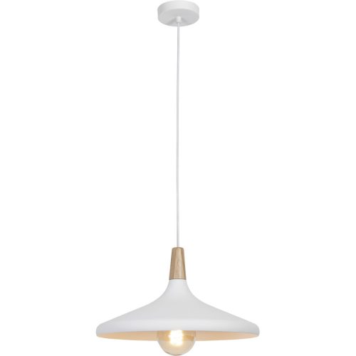 LIVIQUE, Pendellampe Hino Weiss/Braun Holz/Metall 39 cm 120 cm - Farbe: weiss/natur - Pendellampe