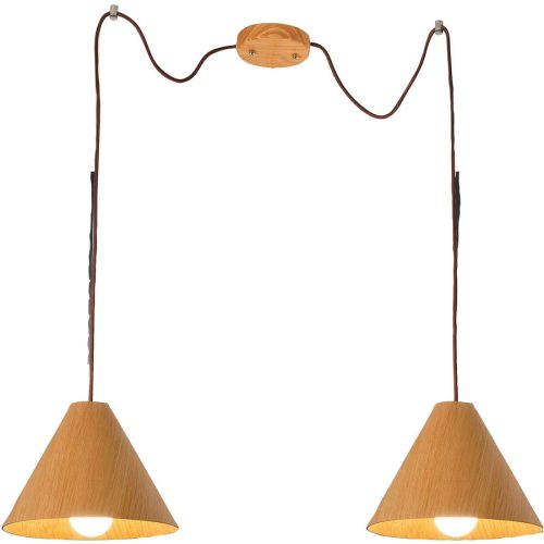 LIVIQUE, Pendellampe Pireva Braun Holz/Metall 35 cm 35 cm - Farbe: Nussbaum - Pendellampe