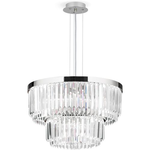 Briamond, Briamond Pendellampe Prism Grau Stahl/Kristall 55 cm 40 cm - Farbe: chrom - LED - Lichtfarbe: Warmweiss - Material: Stahl/Orion Kristall -
