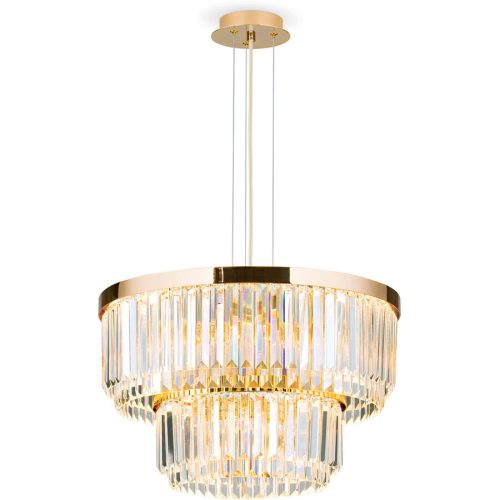 Briamond, Briamond Pendellampe Prism Gold Stahl/Kristall 55 cm 40 cm Höhenverstellbar (manuell) - LED - Lichtfarbe: Warmweiss - Material: Stahl/Orion Kristall -