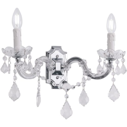 Briamond, Briamond Wandlampe Theresa Silber/Weiss/Transparent Stahl/Kristall 41 cm 25 cm - Material: Stahl/ K9 Kristall - Wandlampe