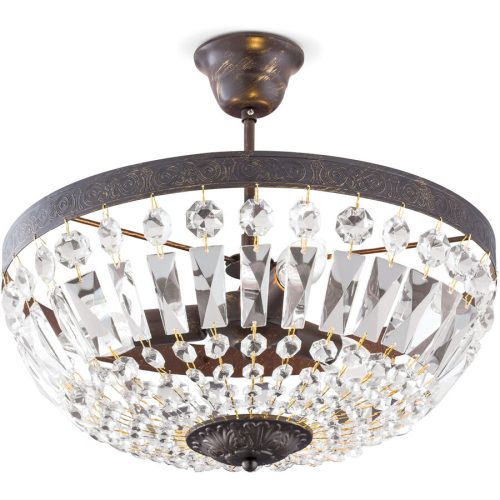 Briamond, Briamond Deckenlampe Arila Braun Stahl/Kristall 40 cm 27 cm - Farbe: antikbraun - Deckenlampe